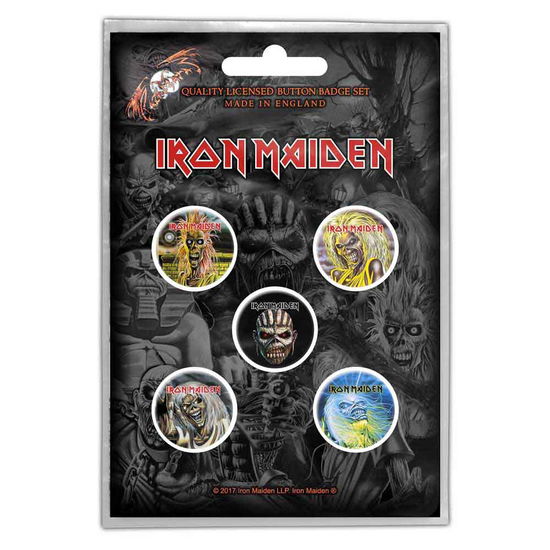 Iron Maiden Button Badge Pack: The Faces of Eddie - Iron Maiden - Mercancía - Razamataz - 5055339780135 - 28 de octubre de 2019