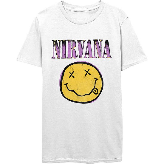 Cover for Nirvana · Nirvana Unisex T-Shirt: Xerox Happy Face Pink (T-shirt) [size S] [White - Unisex edition] (2021)