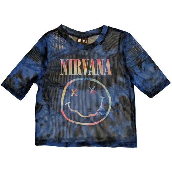 Cover for Nirvana · Nirvana Ladies Crop Top: Pastel Happy Face (Mesh) (XX-Small) (TØJ) [size XXS]