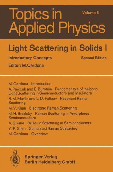 Cover for M Cardona · Light Scattering in Solids I: Introductory Concepts (Corr. and Updated) (Paperback Book) (1982)