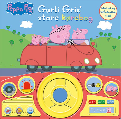 Cover for Gurli Gris: Peppa Pig - Gurli Gris' store kørebog (med rat og 13 fantastiske lyde) (Cardboard Book) [1st edition] (2021)