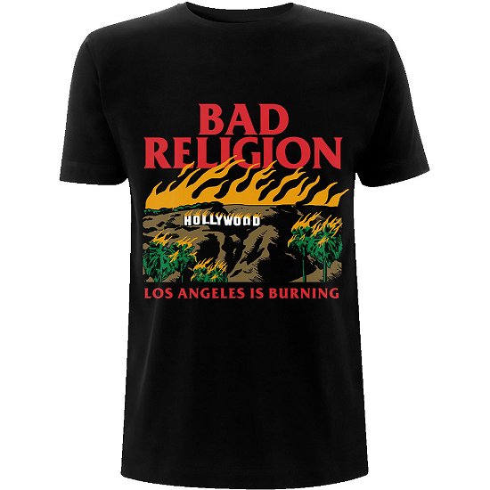 Bad Religion Unisex T-Shirt: Burning Black - Bad Religion - Merchandise - PHM PUNK - 5056187743136 - April 16, 2021