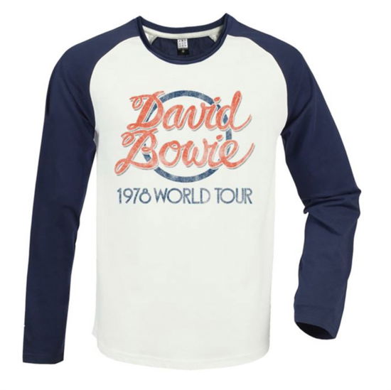 David Bowie 1978 World Tour Vintage White / Navy Small Baseball Jersey - David Bowie - Mercancía - AMPLIFIED - 5056770006136 - 21 de octubre de 2024