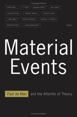 Cover for Tom Cohen · Material Events: Paul de Man and the Afterlife of Theory (Gebundenes Buch) (2001)