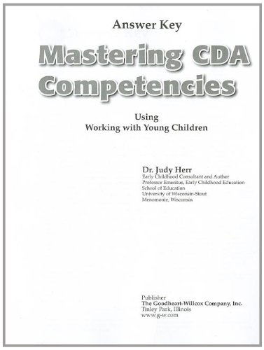 Cover for Judy Herr · Mastering Cda Competencies Using Working with Young Children Answer Key (Paperback Book) [Answer Key edition] (2011)