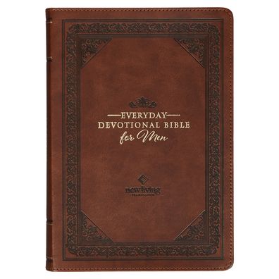 Cover for Christian Art Gifts · NLT Holy Bible Everyday Devotional Bible for Men New Living Translation, Vegan Leather, Brown Debossed (Bog) (2024)