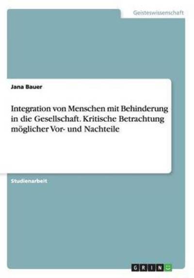 Cover for Bauer · Integration von Menschen mit Behi (Book) (2016)