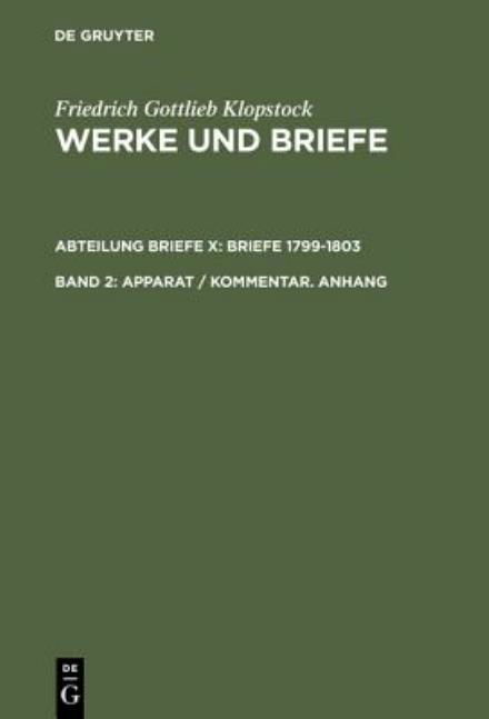 Cover for Klopstock · Werke.Abt.Brie.1799-1803.10 (Book) (2002)