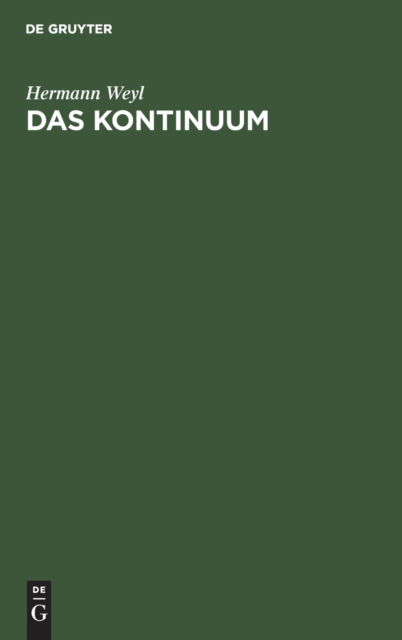 Cover for Hermann Weyl · Das Kontinuum (Hardcover Book) (2019)