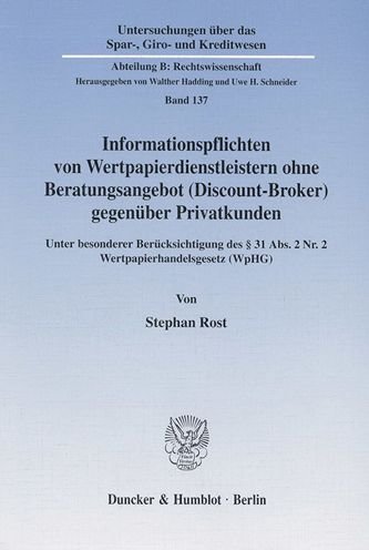 Cover for Rost · Informationspflichten von Wertpapi (Bog) (2001)