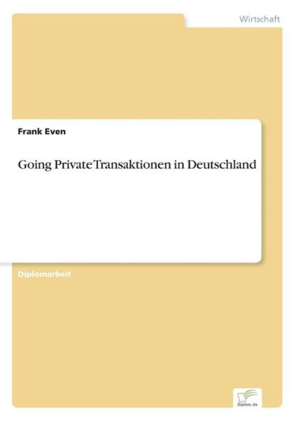 Cover for Even · Going Private Transaktionen in Deu (Book) [German edition] (2003)