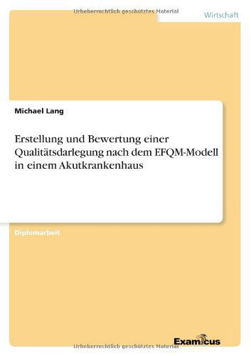 Erstellung Und Bewertung Einer Qualitätsdarlegung Nach Dem Efqm-modell in Einem Akutkrankenhaus - Michael Lang - Bücher - GRIN Verlag - 9783867465137 - 25. August 2012
