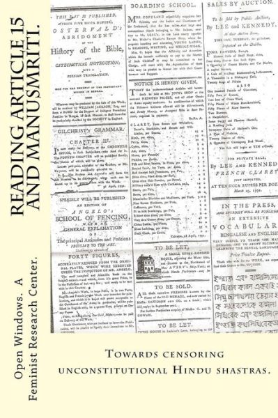 Reading Article 15 and Manusmriti. - Windows a Feminist Research Center - Książki - Lies and Big Feet - 9789384281137 - 3 maja 2016