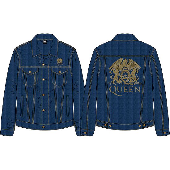 Queen Unisex Denim Jacket: Classic Crest (Back Print) - Queen - Produtos -  - 5056368612138 - 