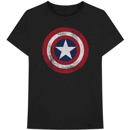 Cover for Marvel Comics · Marvel Comics Unisex T-Shirt: Captain America Distressed Shield (T-shirt) [size M] [Black - Unisex edition]