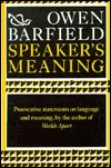 Cover for Owen Barfield · Speaker's meaning (Buch) (1984)