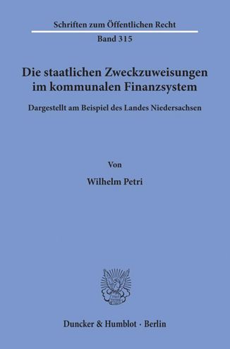 Cover for Petri · Die staatlichen Zweckzuweisungen (Book) (1977)