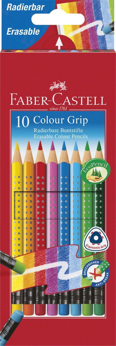 Faber-castell - Colour Pencils Erasable Grip Set (10 Pcs) (116613) - Faber - Marchandise - Faber-Castell - 4005401166139 - 