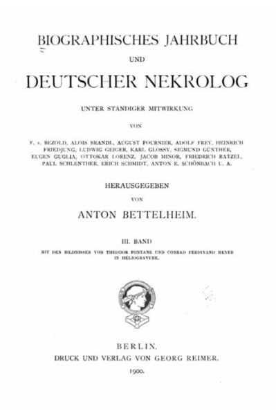 Cover for Anton Bettelheim · Biographisches Jahrbuch Und Deutscher Nekrolog (Paperback Book) (2016)