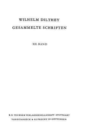 Cover for Author Wilhelm Dilthey · Wilhelm Dilthey-Gesammelte Schriften (Inbunden Bok) (1985)