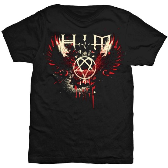 Cover for Him · HIM Unisex T-Shirt: Wings Splatter (T-shirt) [size M] [Black - Unisex edition] (2013)