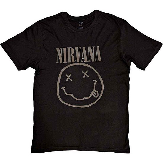 Nirvana Unisex Hi-Build T-Shirt: Black Happy Face - Nirvana - Merchandise -  - 5056561066141 - 
