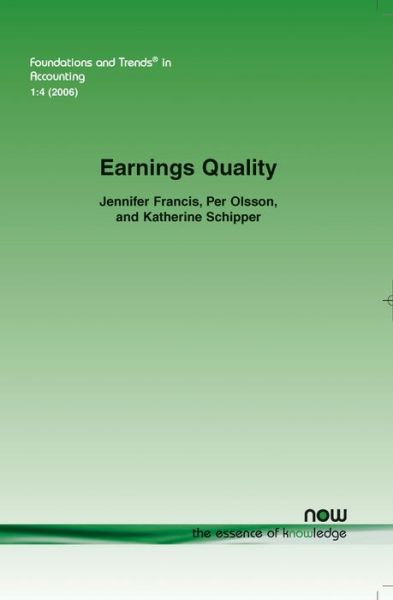 Cover for Jennifer Francis · Earnings Quality - Foundations and Trends (R) in Accounting (Paperback Book) (2008)