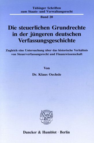 Cover for Oechsle · Die steuerlichen Grundrechte in (Book) (1993)