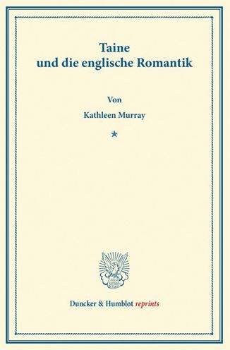 Cover for Murray · Taine und die englische Romantik (Book) (2013)