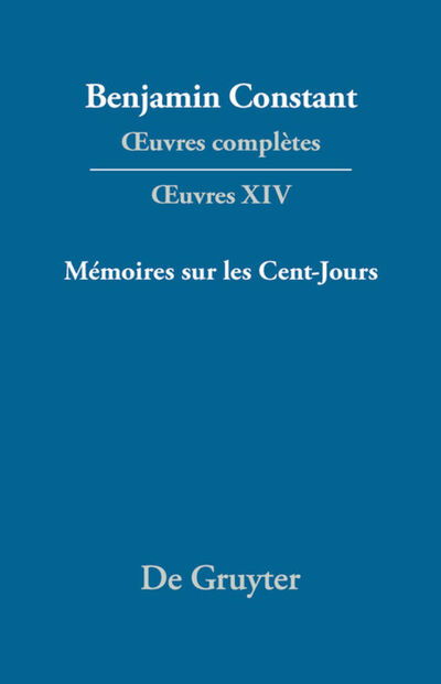 Cover for Benjamin Constant · Mémoires sur les cent-jours (Book) (1993)