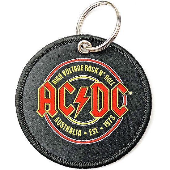 AC/DC Keychain: Est. 1973 (Double Sided Patch) - AC/DC - Marchandise -  - 5056368600142 - 