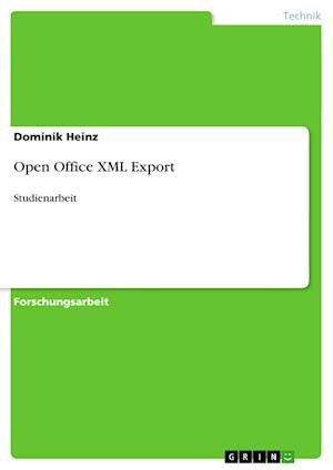 Cover for Heinz · Open Office XML Export (Bok) [German edition] (2013)