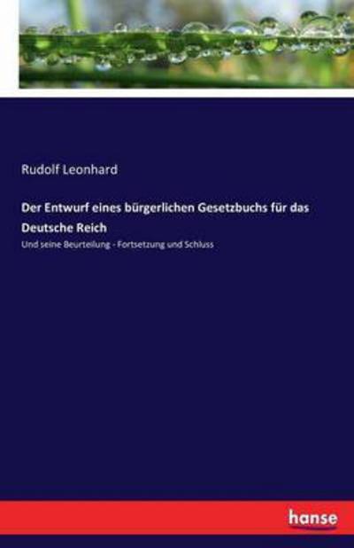 Cover for Leonhard · Der Entwurf eines bürgerlichen (Book) (2016)