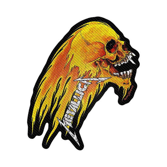 Metallica Standard Woven Patch: Flaming Skull Cut-Out - Metallica - Fanituote - PHD - 5055339783143 - maanantai 19. elokuuta 2019