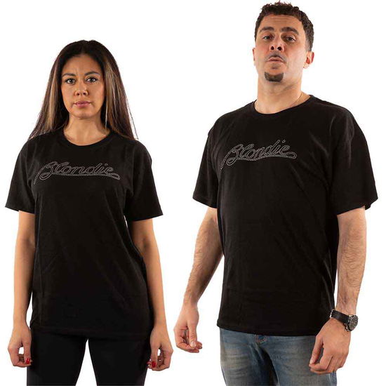 Cover for Blondie · Blondie Unisex T-Shirt: Logo (Embellished) (T-shirt) [size S] [Black - Unisex edition]