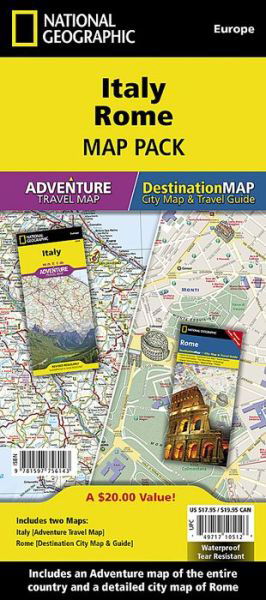 Cover for National Geographic Maps - Adventure · Italy, Rome, Map Pack Bundle: Travel Maps International Adventure / Destination Map (Kartor) [2015th edition] (2023)