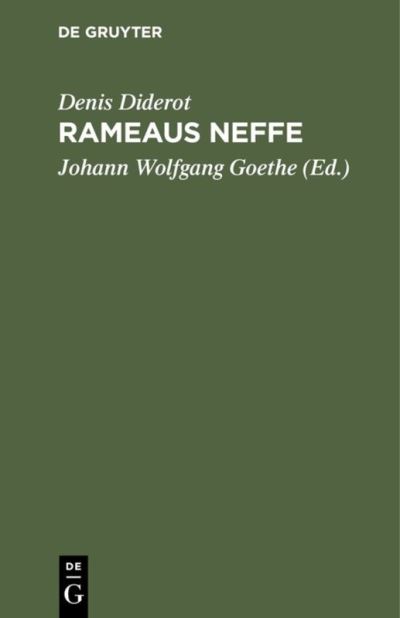 Cover for Denis Diderot · Rameaus Neffe Ein Dialog (Book) (1901)