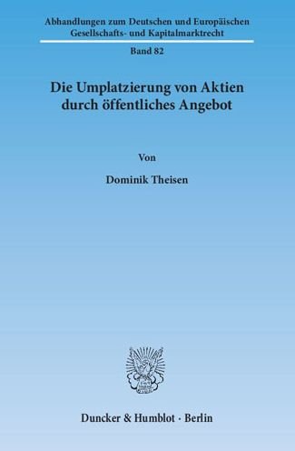 Cover for Theisen · Die Umplatzierung von Aktien du (Book) (2014)