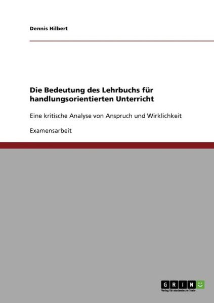 Die Bedeutung des Lehrbuchs für - Hilbert - Kirjat - GRIN Verlag - 9783638855143 - maanantai 11. marraskuuta 2013