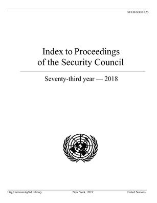 Cover for Dag Hammarskjeld Library · Index to proceedings of the Security Council: seventy-third year - 2018 - Bibliographical series (Paperback Book) (2019)