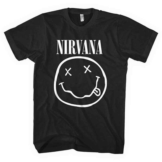 Nirvana Unisex T-Shirt: White Happy Face - Nirvana - Koopwaar - MERCHANDISE - 5056012039144 - 17 januari 2020