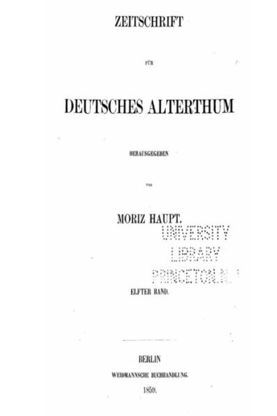 Cover for Moriz Haupt · Zeitschrift fur Deutsches Altertum (Paperback Book) (2016)