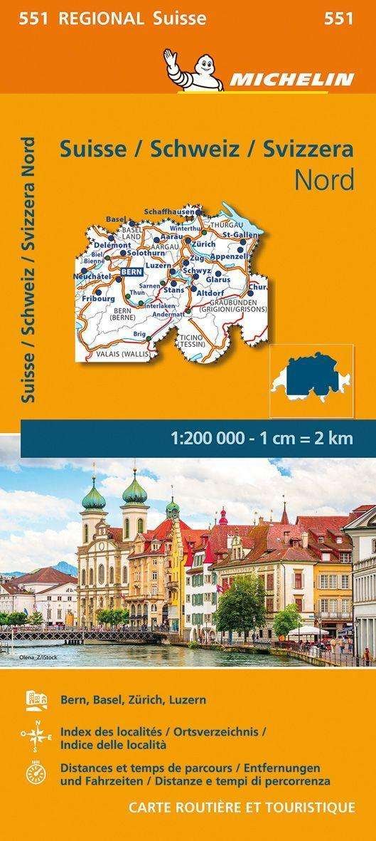 Suisse Nord - Michelin Regional Map 551: Maps - Michelin - Livros - Michelin Editions des Voyages - 9782067251144 - 30 de setembro de 2021