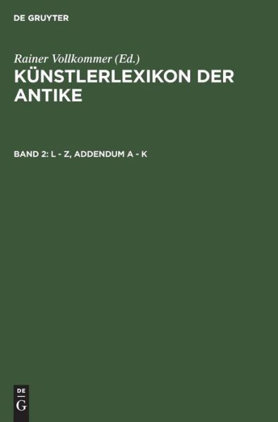 Cover for L - Z, Addendum A - K (Hardcover Book) [Reprint 2019 edition] (2004)