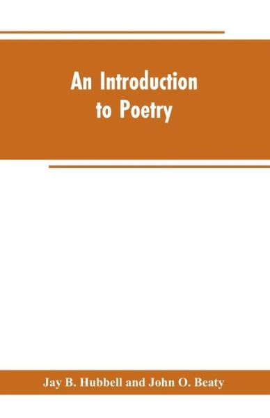 Cover for Jay B Hubbell · An Introduction to Poetry (Paperback Book) (2019)