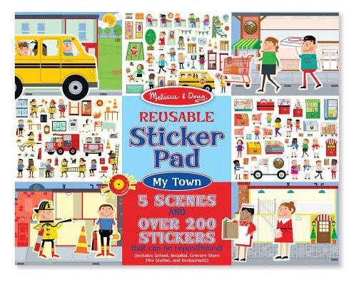 Reusable Sticker Pad - My Town: Activity Books - Coloring / Painting / Stickers - Melissa & Doug - Books - Melissa & Doug - 0000772091145 - May 5, 2014
