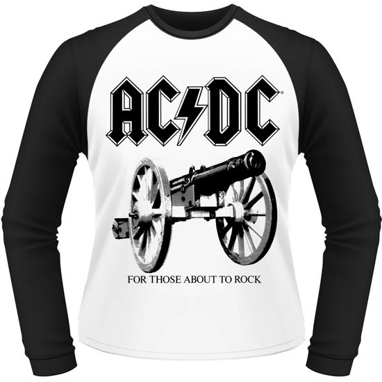 For Those About Baseball Longsleeve White / Black - AC/DC - Produtos - PHDM - 0803341478145 - 15 de junho de 2015