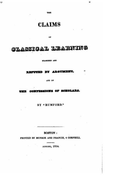 Cover for Rumford · The Claims of Classical Learning Examined and Refuted by Argument (Pocketbok) (2016)