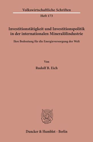 Cover for Eich · Investitionstätigkeit und Investit (Book) (1971)