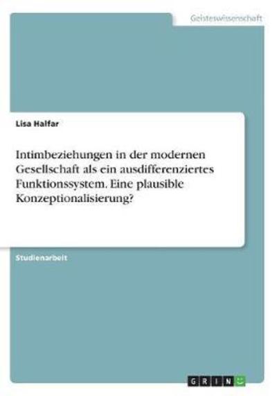 Cover for Halfar · Intimbeziehungen in der modernen (Book)